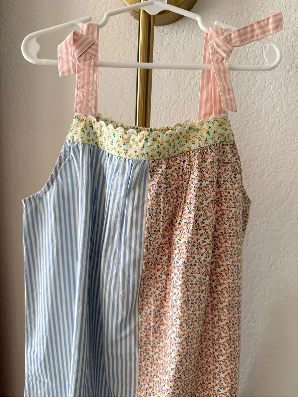 Zara Blue Stripe & Pink Floral Girls Nightgown